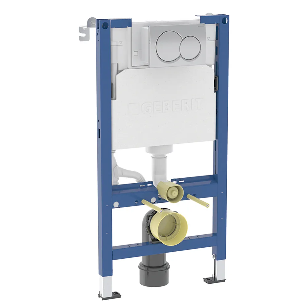 Geberit Duofix Alpha Element For Wall-Hung WC 98cm + Concealed Cistern + Round Flush Plate