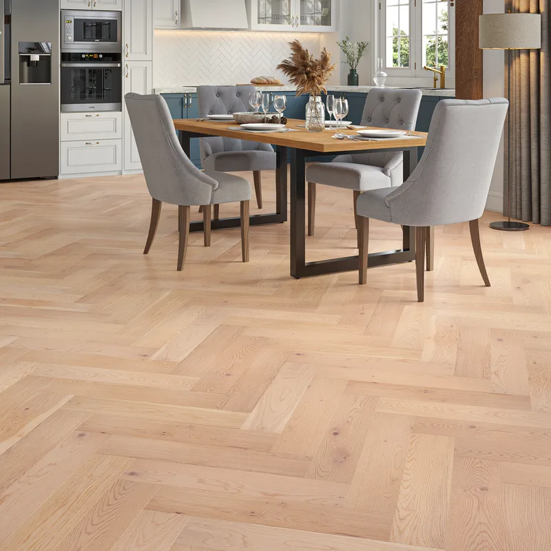 Wood Flooring Kent Select Herringbone 600 x 125 15/4mm Engineered Wood Flooring Clear Oak ESH154L-3