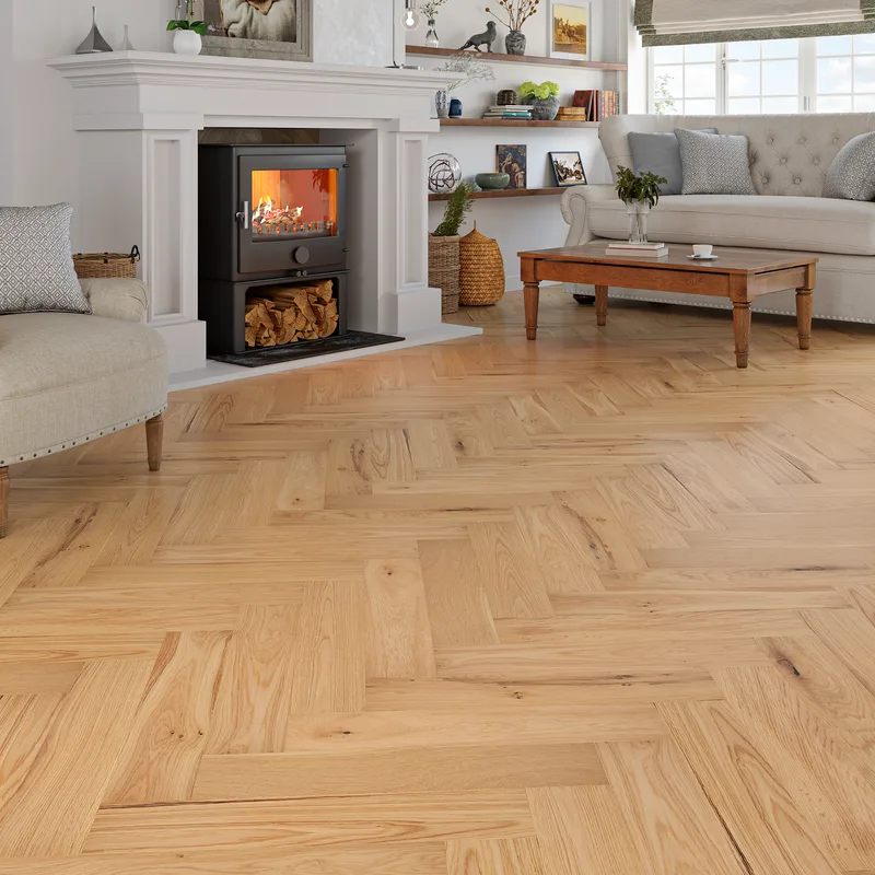 Wood Flooring Kent Select Herringbone 600 x 125 15/4mm Engineered Wood Flooring Garden Room Oak ESH154L-1