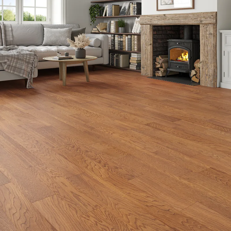 Wood Flooring Kent Rustic Plank RL x 125 14/3mm Engineered Wood Flooring Golden Vale Oak ERRL143S-5