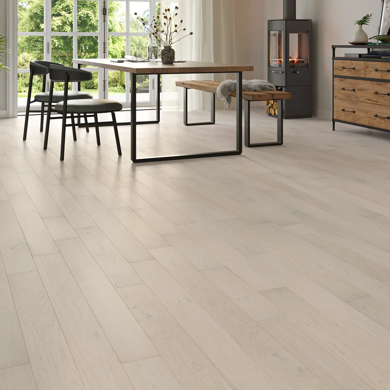 Wood Flooring Kent Rustic Plank RL x 125 10/2.5mm Engineered Wood Flooring Limewash Oak ERRL1025-4