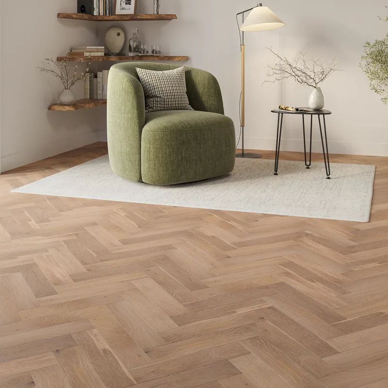 Wood Flooring Kent Select Herringbone 400 x 90 15/4mm Engineered Wood Flooring Smoke Drift Oak ESH154S-4