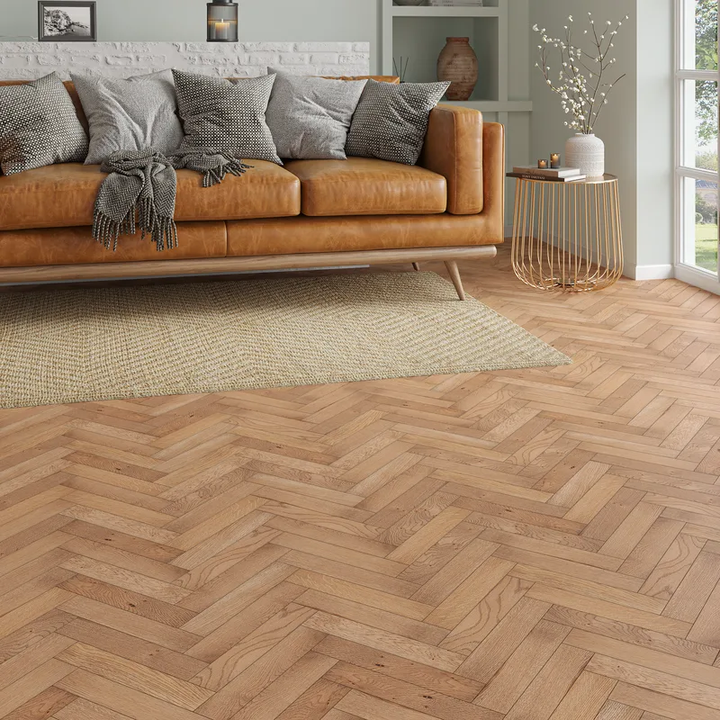 Wood Flooring Kent Select Herringbone 350 x 70 20/5mm Engineered Wood Flooring Smoked Hearth Oak ESH205-1