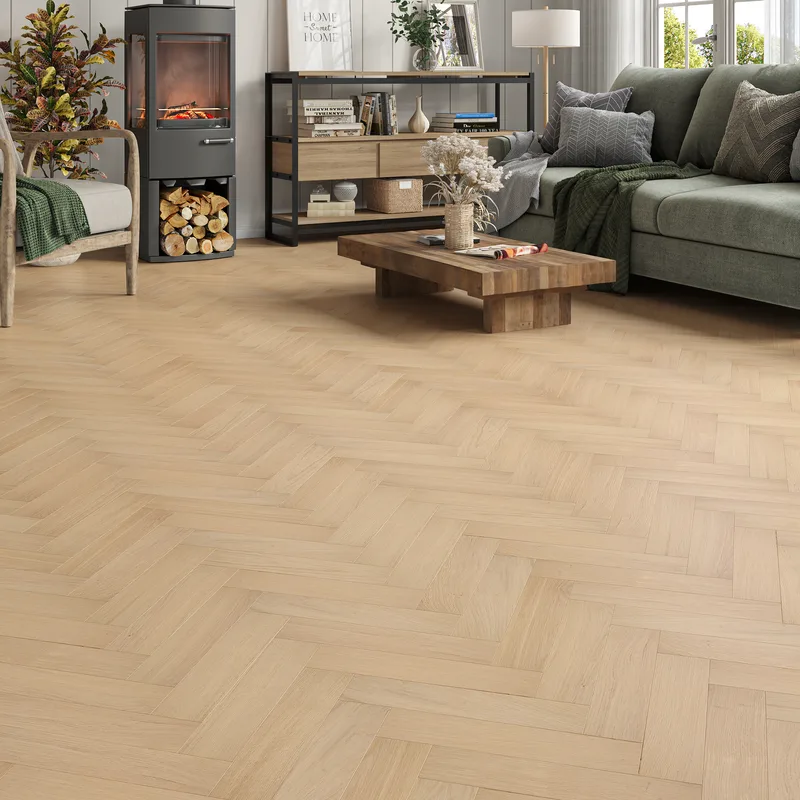 Wood Flooring Kent Select Herringbone 350 x 80 20/6mm Engineered Wood Flooring Soft Veil Oak ESH206-3