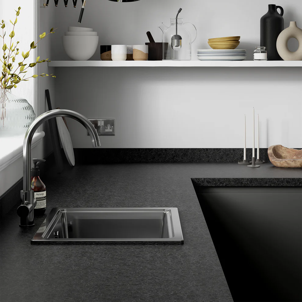 Wilsonart Laminate Worktops Midnight Granite Round Edge Upstand 3000 x 90 x 12mm
