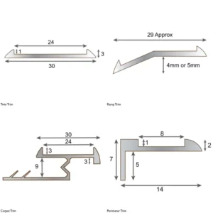 Woodpecker Stratex® LVT Flooring Trims Ramp Profile Silver 1.8m