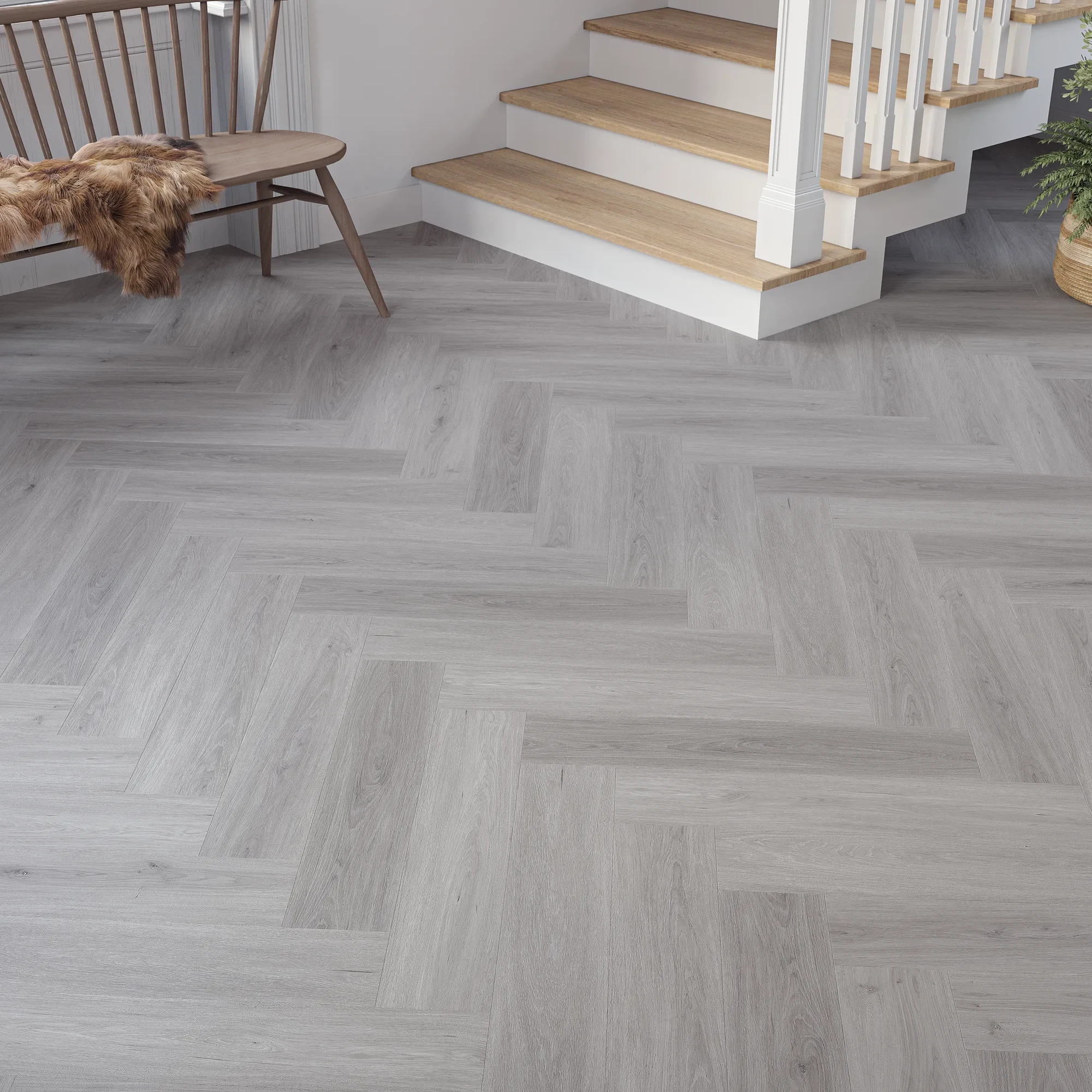 Wood Flooring Kent Litlington Grey Oak 6.5mm Herringbone Luxury Vinyl Flooring