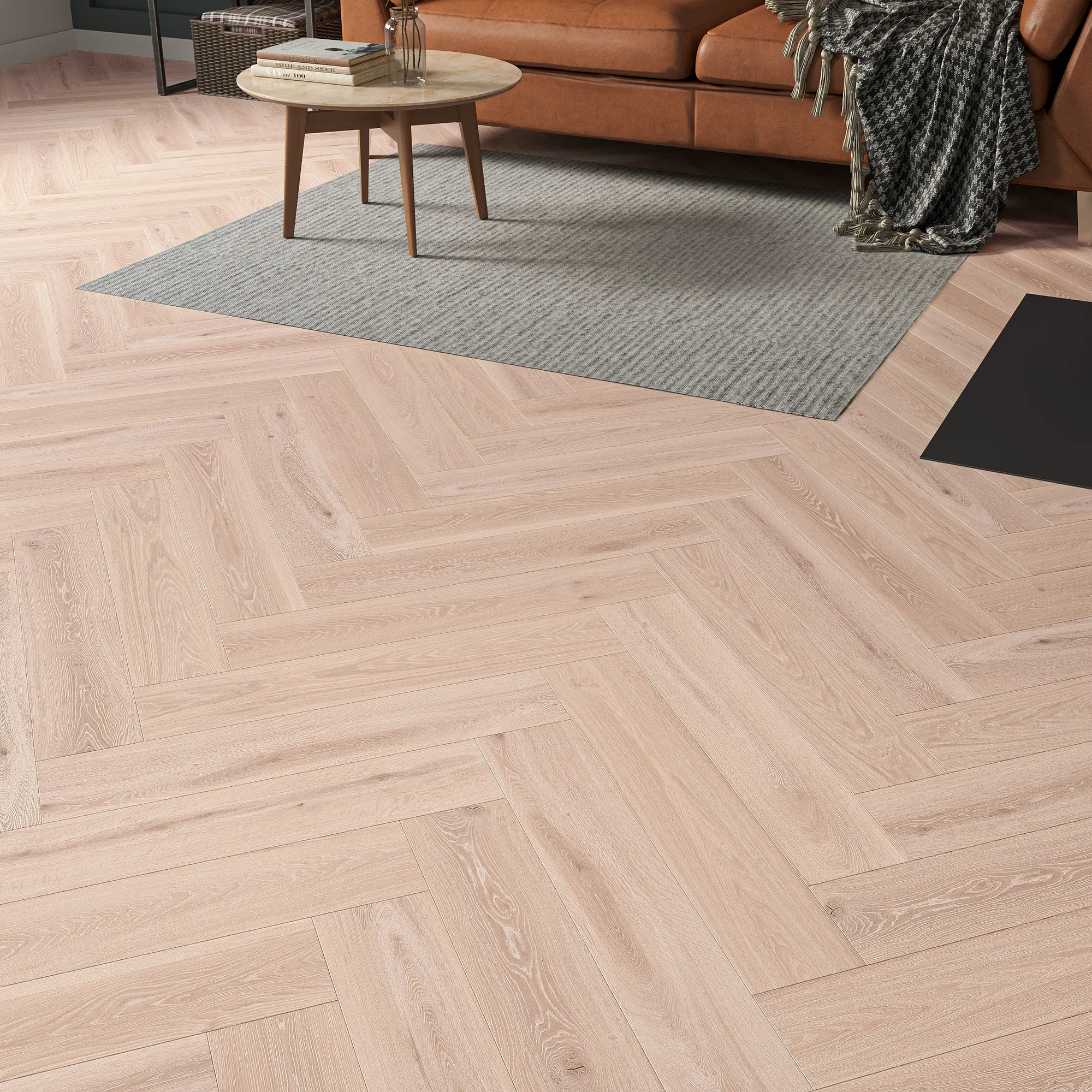 Wood Flooring Kent Cuckmere Whitewashed Oak 8mm Herringbone Luxury Vinyl Flooring